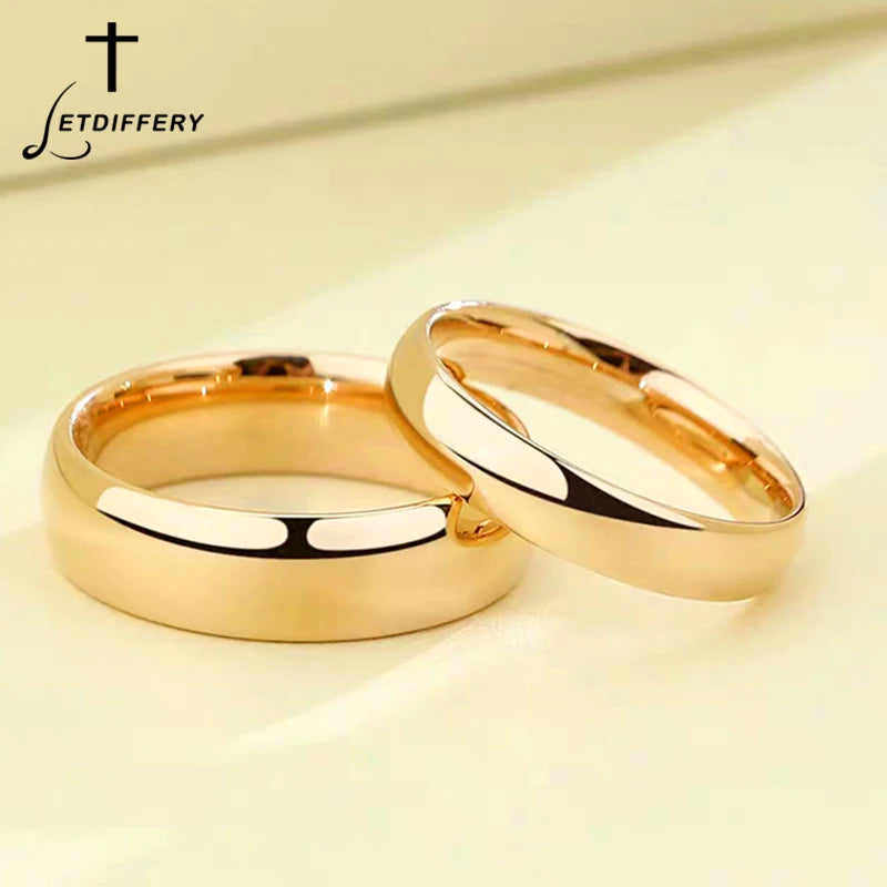 Letdiffery Simple 2/4/6/8mm Stainless Steel Wedding Rings Golden