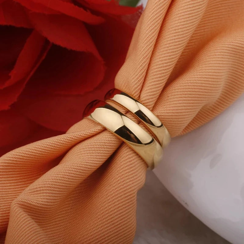 Letdiffery Simple 2/4/6/8mm Stainless Steel Wedding Rings Golden