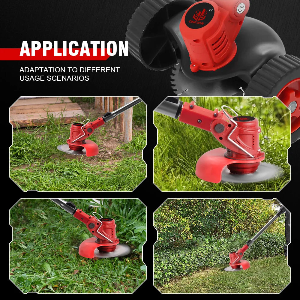 ONEVAN 7 Inch Electric Foldable Lawn Mower Cordless Grass Trimmer Adjustable Telescopic Garden Cutter For Makita Battery Pin