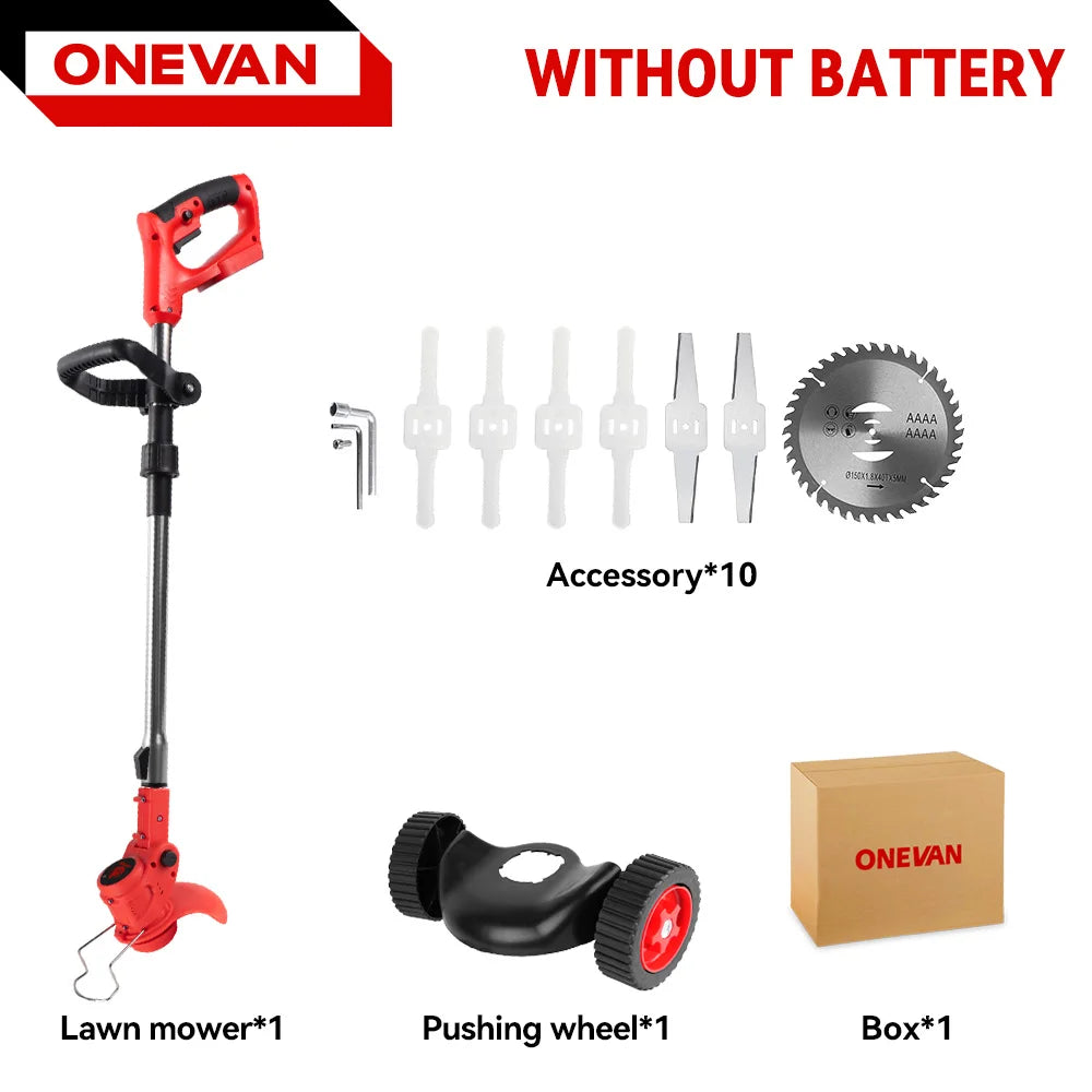 ONEVAN 7 Inch Electric Foldable Lawn Mower Cordless Grass Trimmer Adjustable Telescopic Garden Cutter For Makita Battery Pin