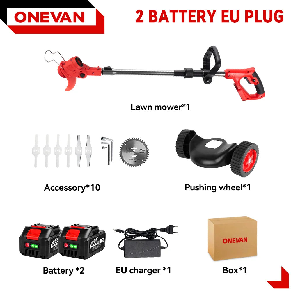 ONEVAN 7 Inch Electric Foldable Lawn Mower Cordless Grass Trimmer Adjustable Telescopic Garden Cutter For Makita Battery Pin