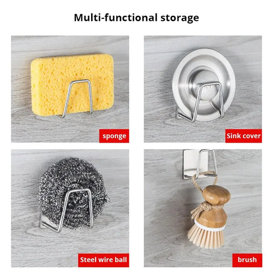 1pc Stainless Steel Sink Sponge Rack For Sponge Steel Wire Ball