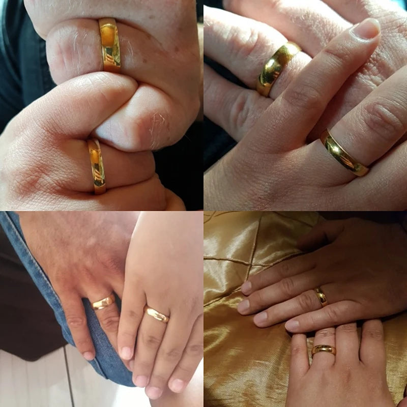 Letdiffery Simple 2/4/6/8mm Stainless Steel Wedding Rings Golden