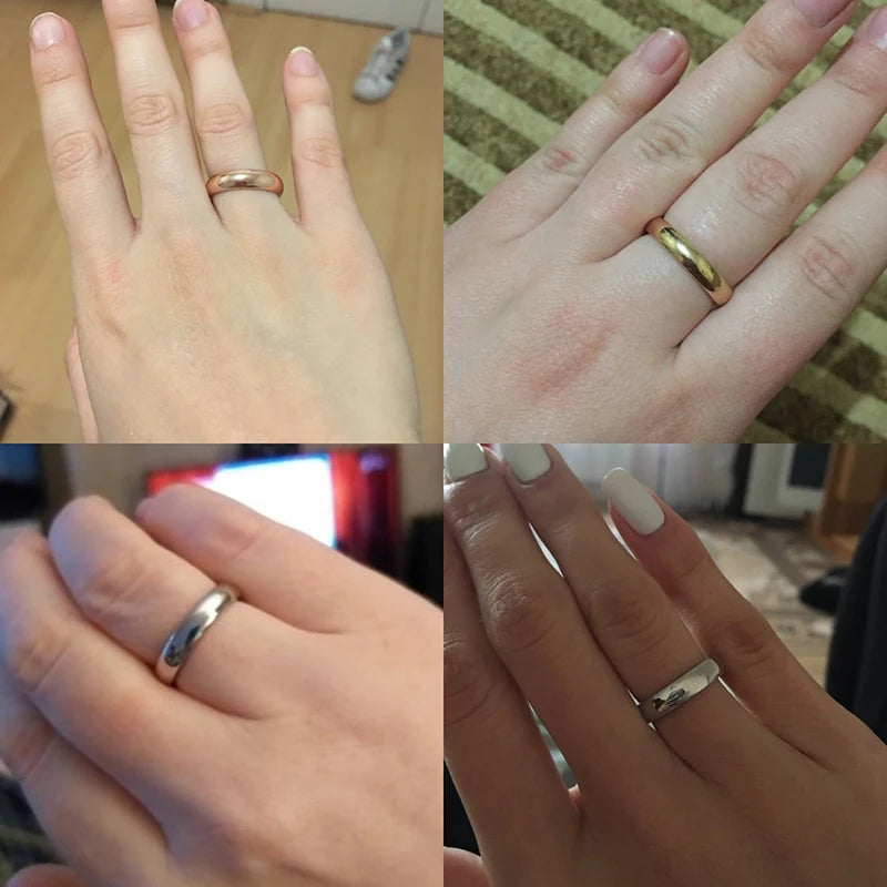 Letdiffery Simple 2/4/6/8mm Stainless Steel Wedding Rings Golden