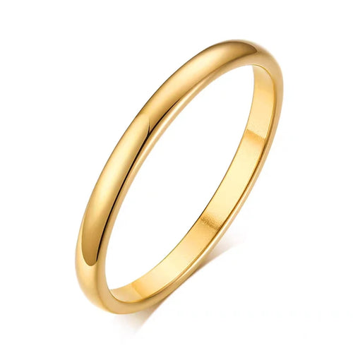 Letdiffery Simple 2/4/6/8mm Stainless Steel Wedding Rings Golden