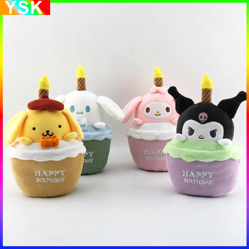 Sanrio Kuromi Birthday Cake Shape Musical Plush Doll Pudding Dog Yugui
