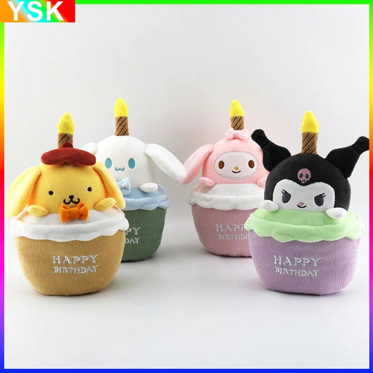 Sanrio Kuromi Birthday Cake Shape Musical Plush Doll Pudding Dog Yugui