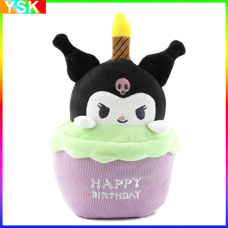 Sanrio Kuromi Birthday Cake Shape Musical Plush Doll Pudding Dog Yugui