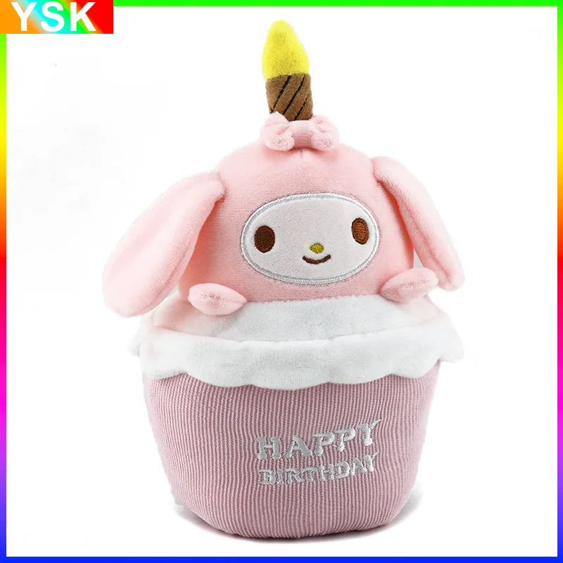 Sanrio Kuromi Birthday Cake Shape Musical Plush Doll Pudding Dog Yugui