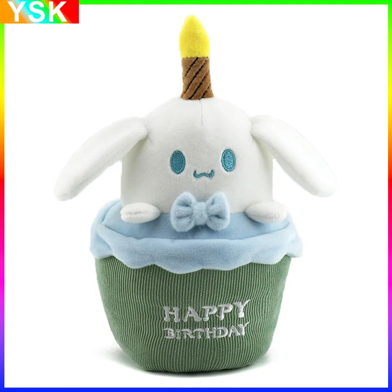 Sanrio Kuromi Birthday Cake Shape Musical Plush Doll Pudding Dog Yugui