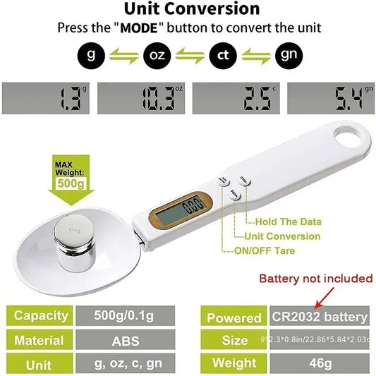 500g/0.1g Weight Measuring Spoon Portable LCD Digital Kitchen Scale